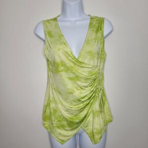 Vintage y2k lime green tie dye wrap fairy v neck Sleeveless blouse size large